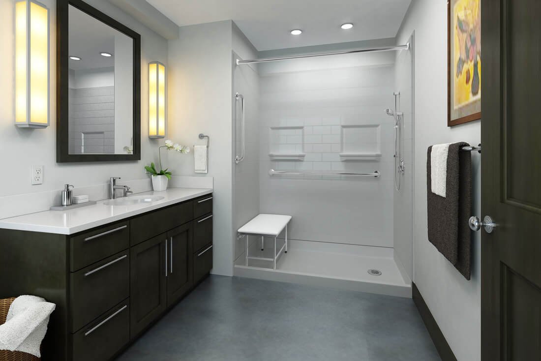 Create a Monochrome Look in the Walk-In Shower